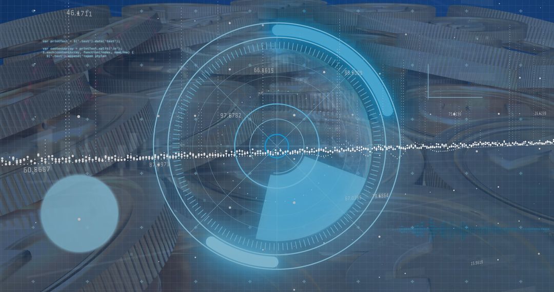 Digital Interface with Data Visuals over Urban Cityscape