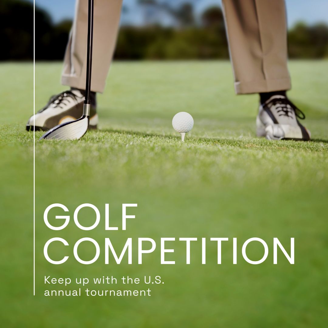 Caucasian Golfer Preparing to Tee Off for Epic Tournament