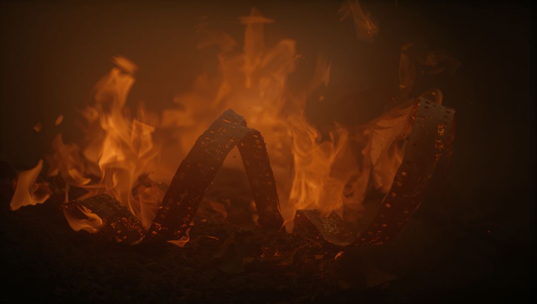 Fiery Ribbons and Embers Creating Abstract Industrial Scene