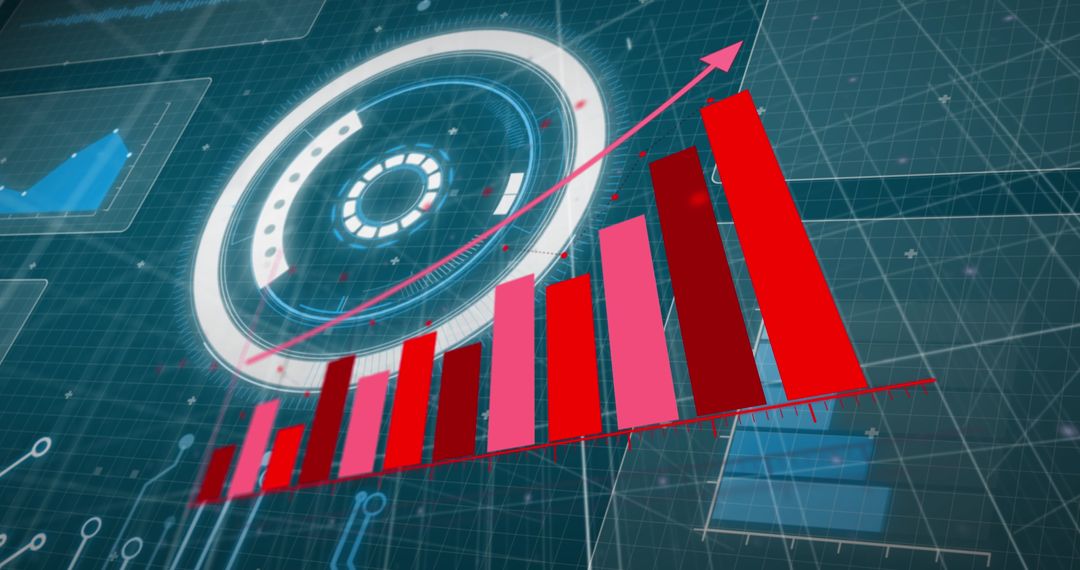 Digital Interface with Growing Financial Chart and Global Data