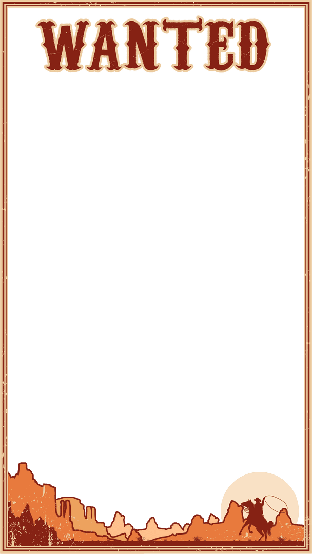 Western Wanted Poster Template with Transparent Background