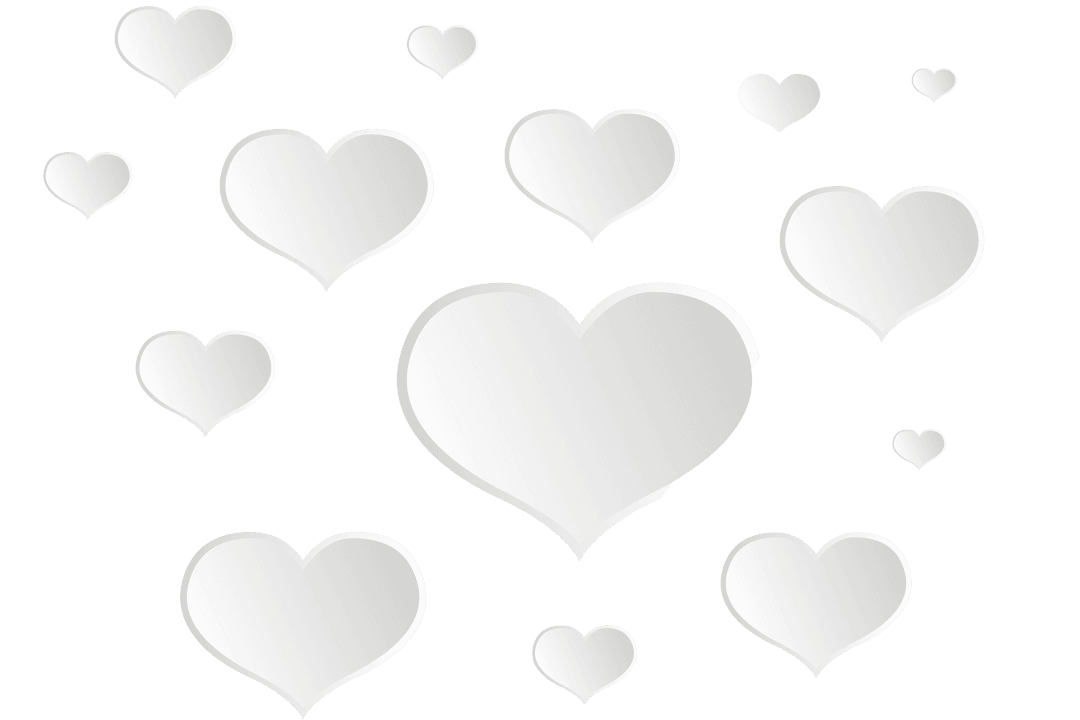 Floating White Hearts Pattern on Transparent Background