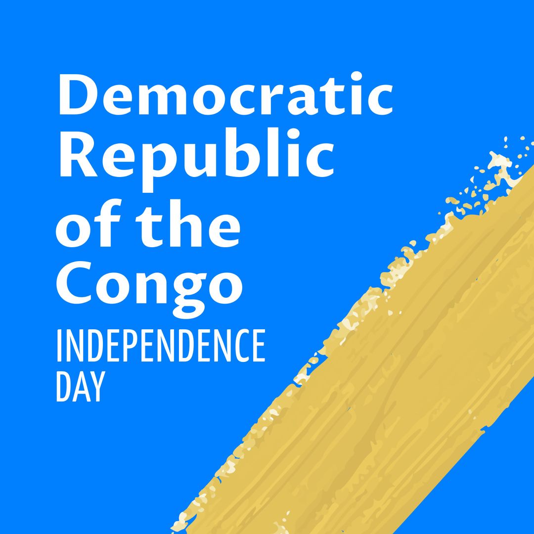 DR Congo Independence Day Celebration Graphic with Blue and Yellow Colors