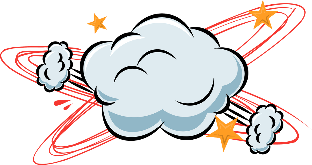 Transparent Cloud with Celestial Stars and Red Rings Cartoon