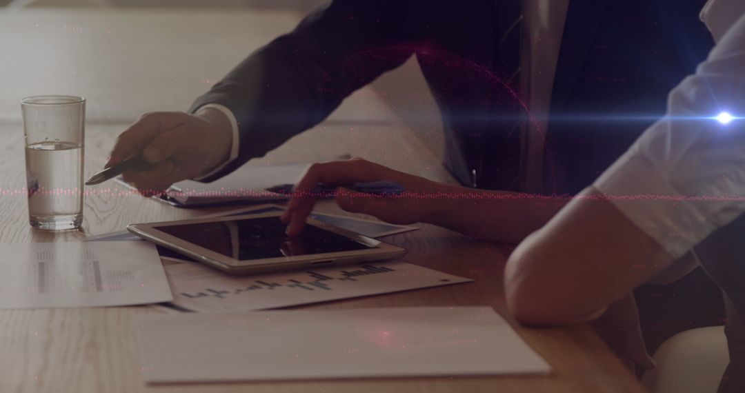 Collaborative Business Meeting in Modern Office Light Effect Overlay