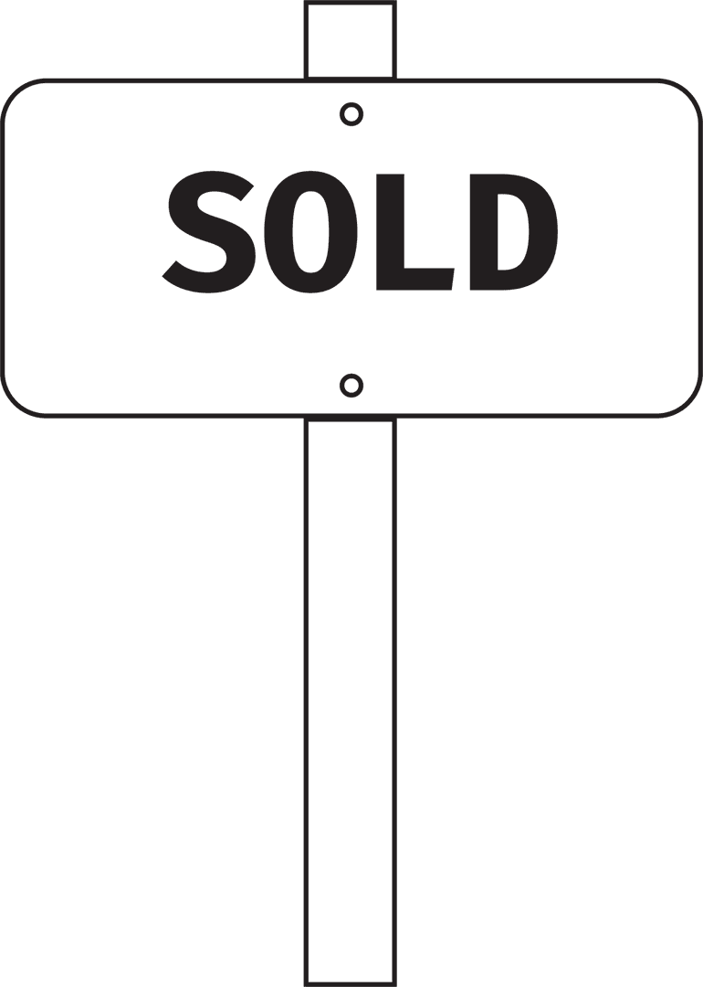 Sold Sign Icon with Text on Transparent Background