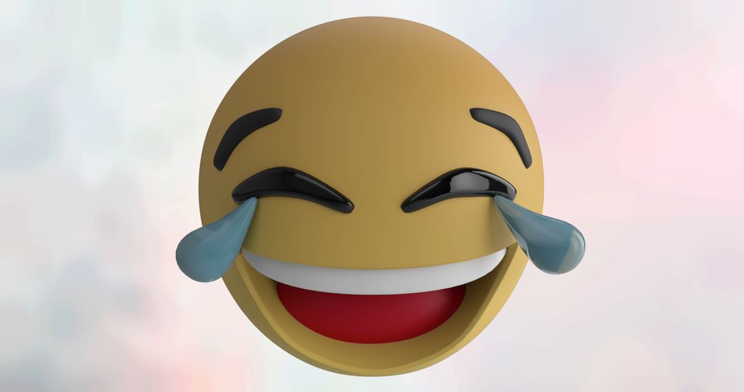 Laughing Emoji with Tears Outlined in 3D
