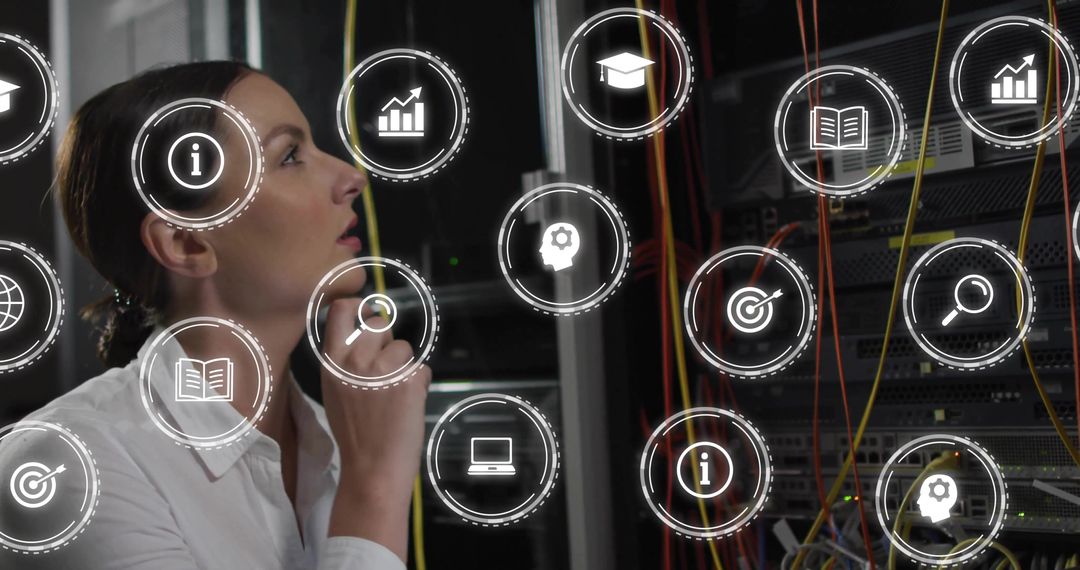 Female Engineer Reviewing Data Server IT Network Innovation