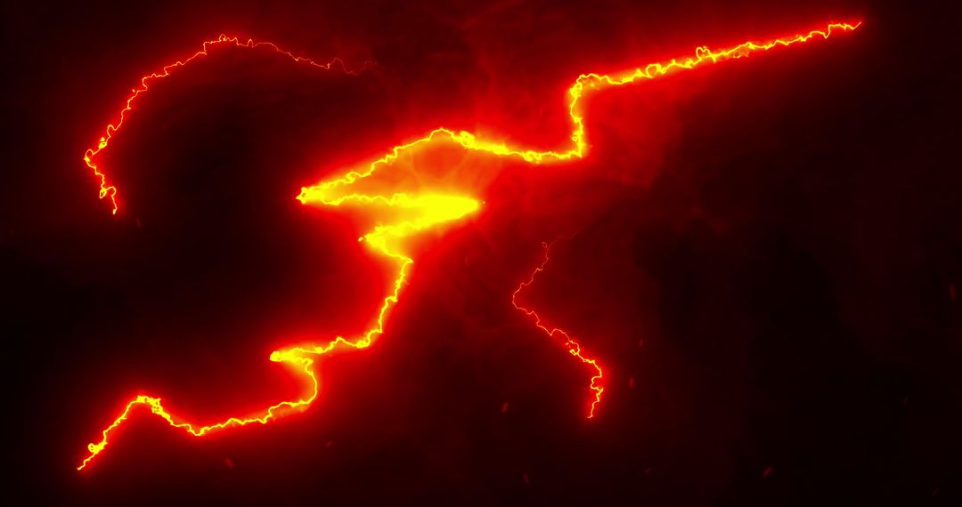 Fiery Lightning Bolts against Dark Background - Free Images, Stock Photos and Pictures on Pikwizard.com