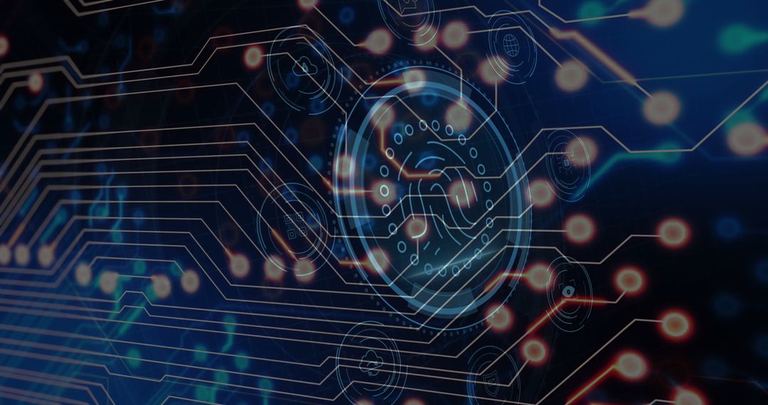 Futuristic Data Network Interface with Digital Icons