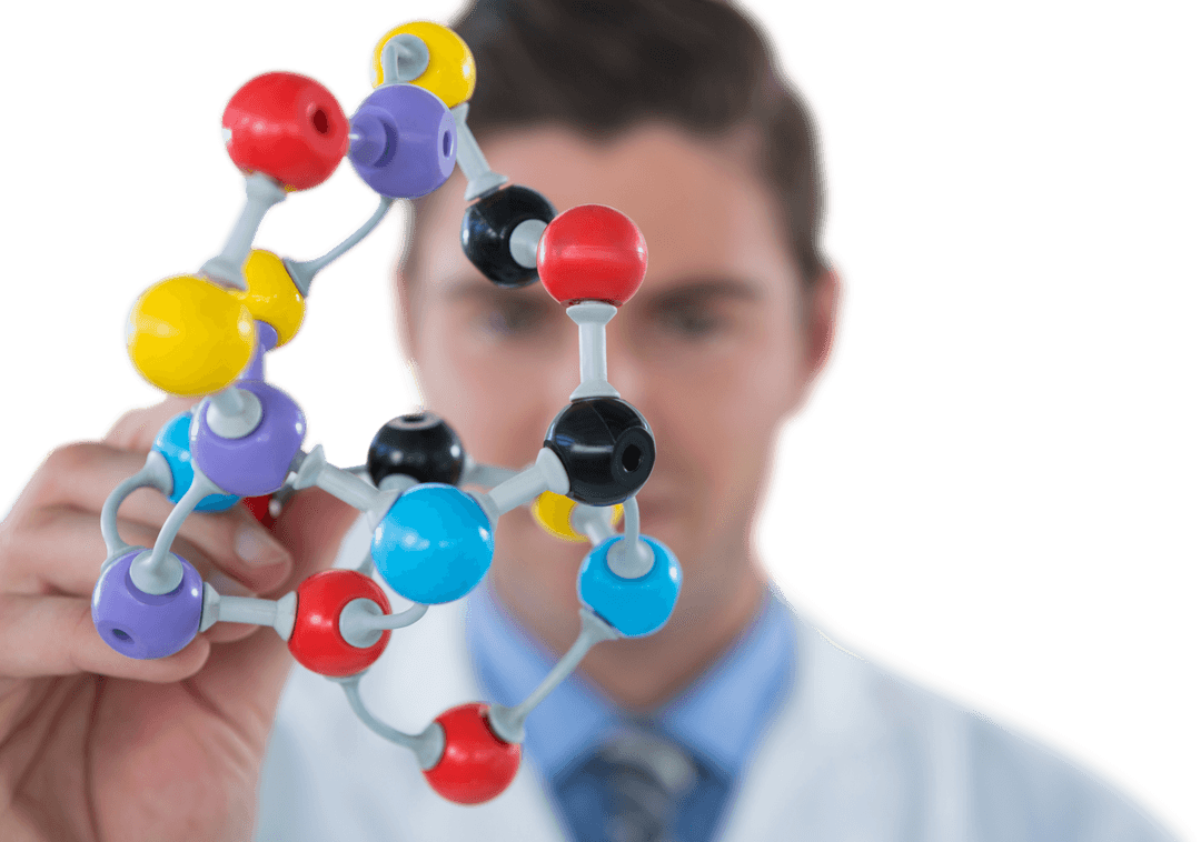 Scientist Holding Transparent Molecular Structure Model