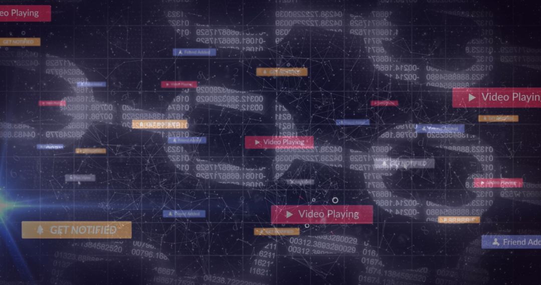 Abstract Global Communication Network with Digital Chains and Icons