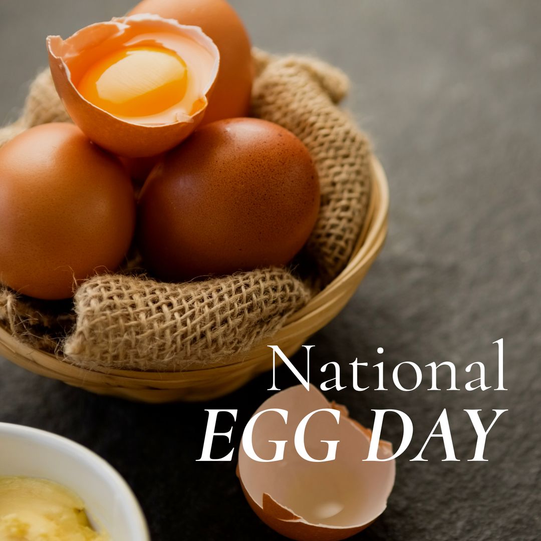 Celebrating National Egg Day with Fresh Eggs in Rustic Basket