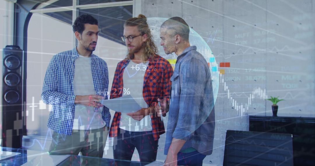 Financial Data Analysis with Diverse Business Team Collaborating