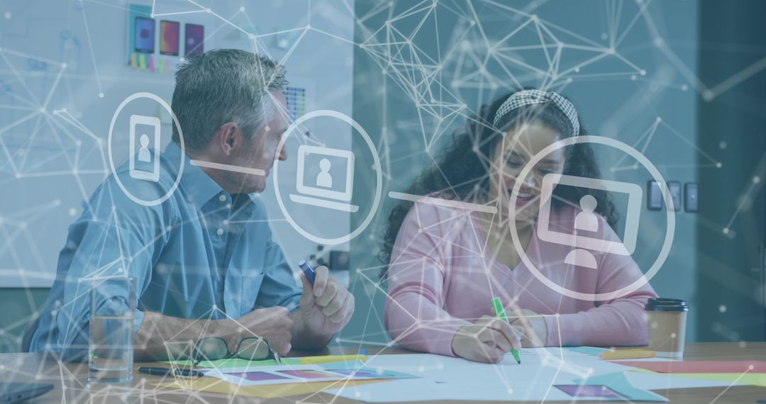 Network Connections on Global Business Teamwork Brainstorming