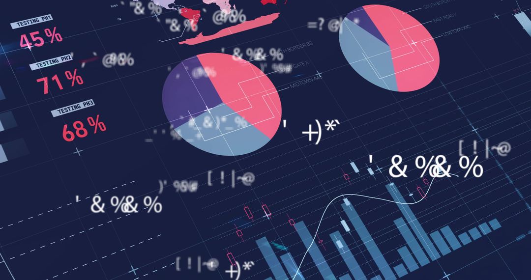 Futuristic Data Analytics Overlay on Dark Background