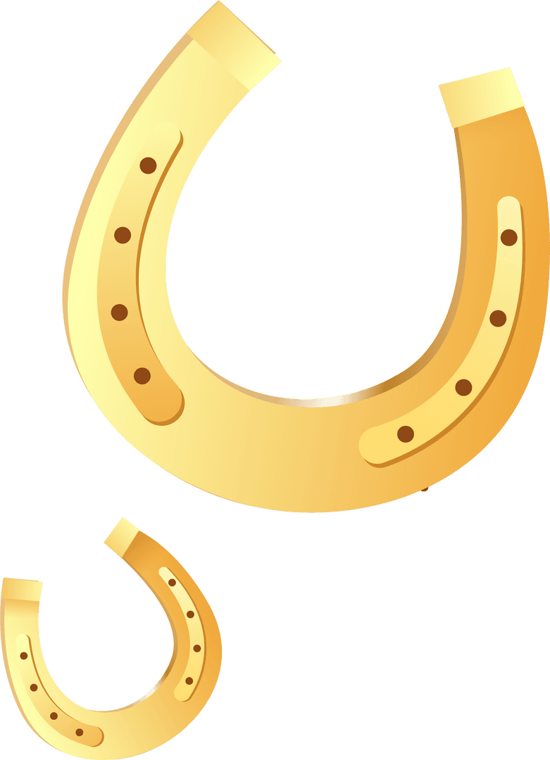 Golden 3D Horseshoes on Transparent Background