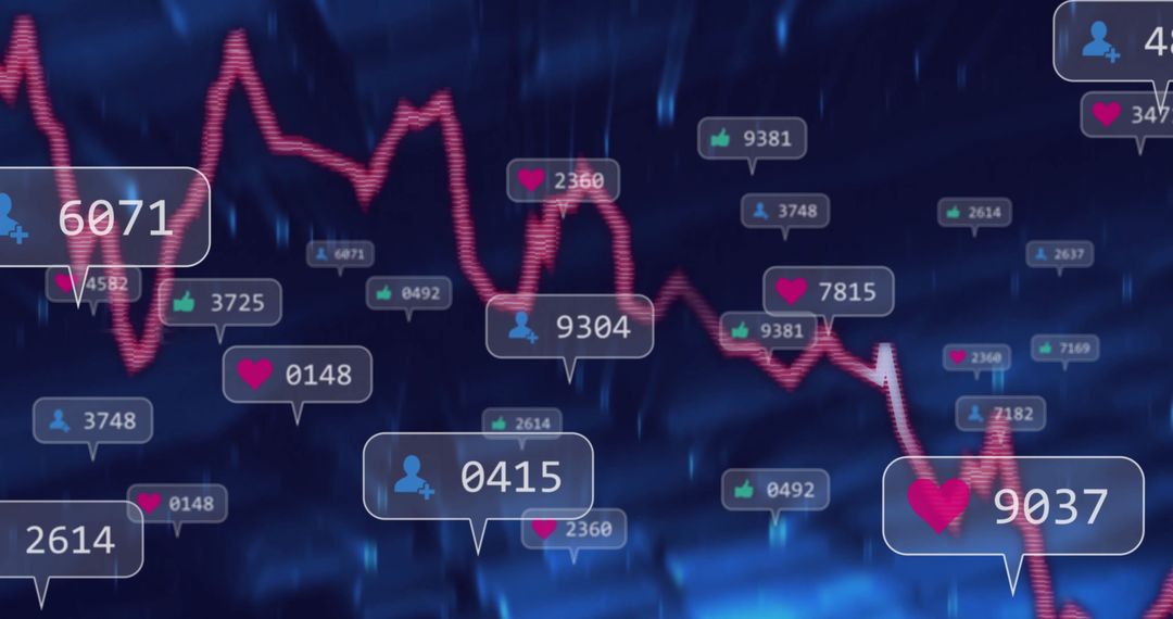 Futuristic Graph with Social Media Status Metrics Visualization
