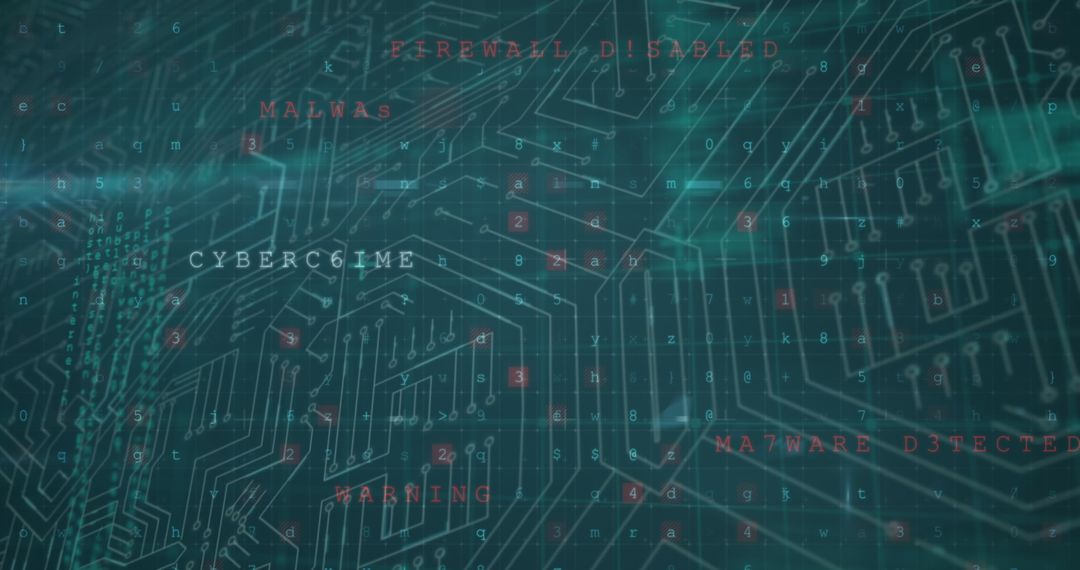 Digital Circuit Board Patterns with Cybersecurity Threat Warnings