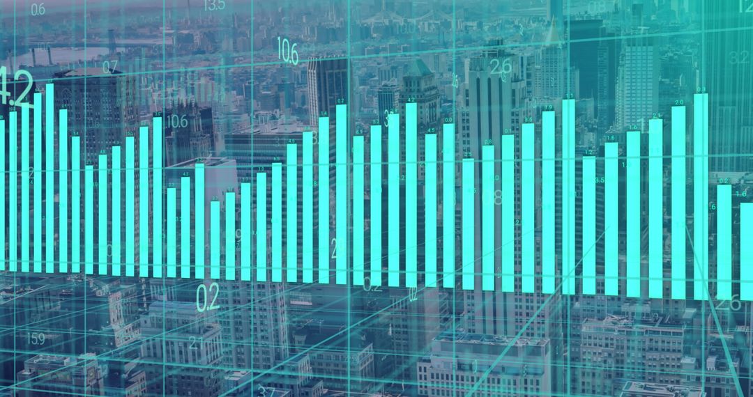 Digital Data Graph Overlaying Urban Cityscape