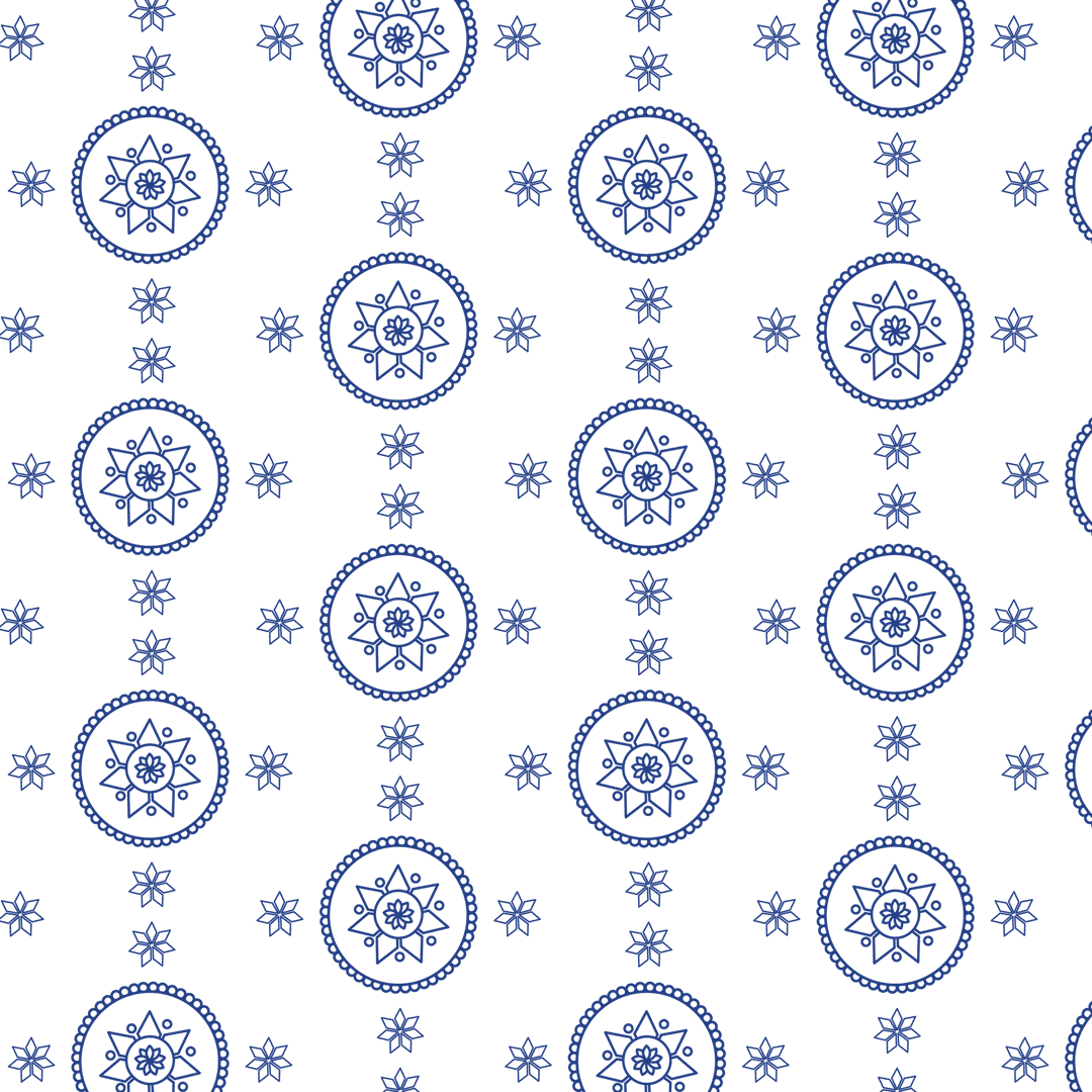 Transparent Blue Floral Pattern Repeating Geometric Design
