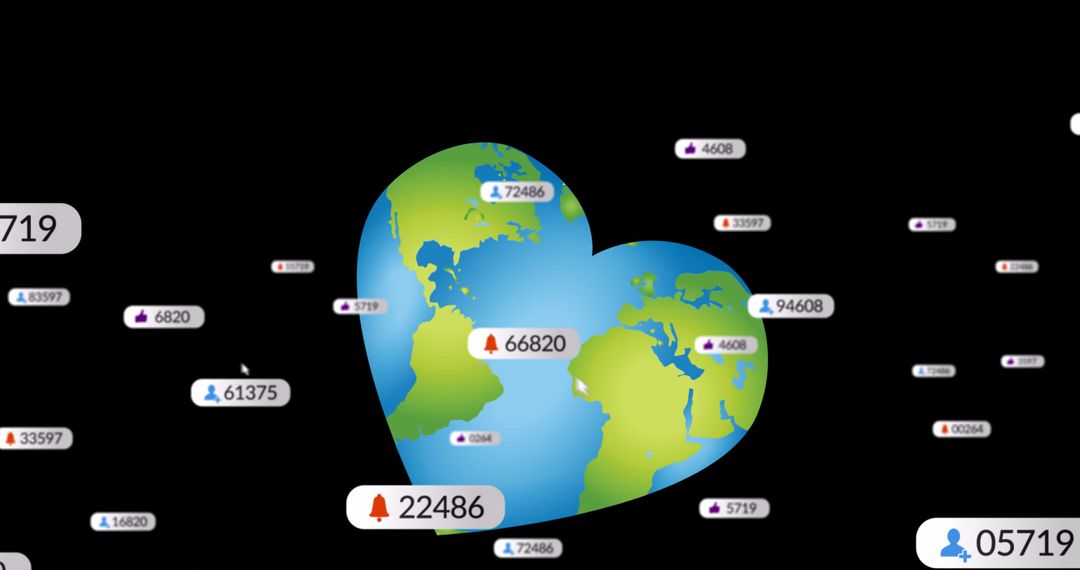 Heart-Shaped Globe with Social Media Reactions Concept