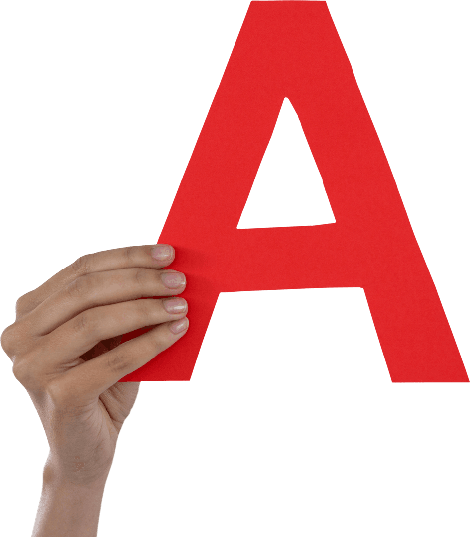 Hand Holding Red Letter A - Transparent Background PNG