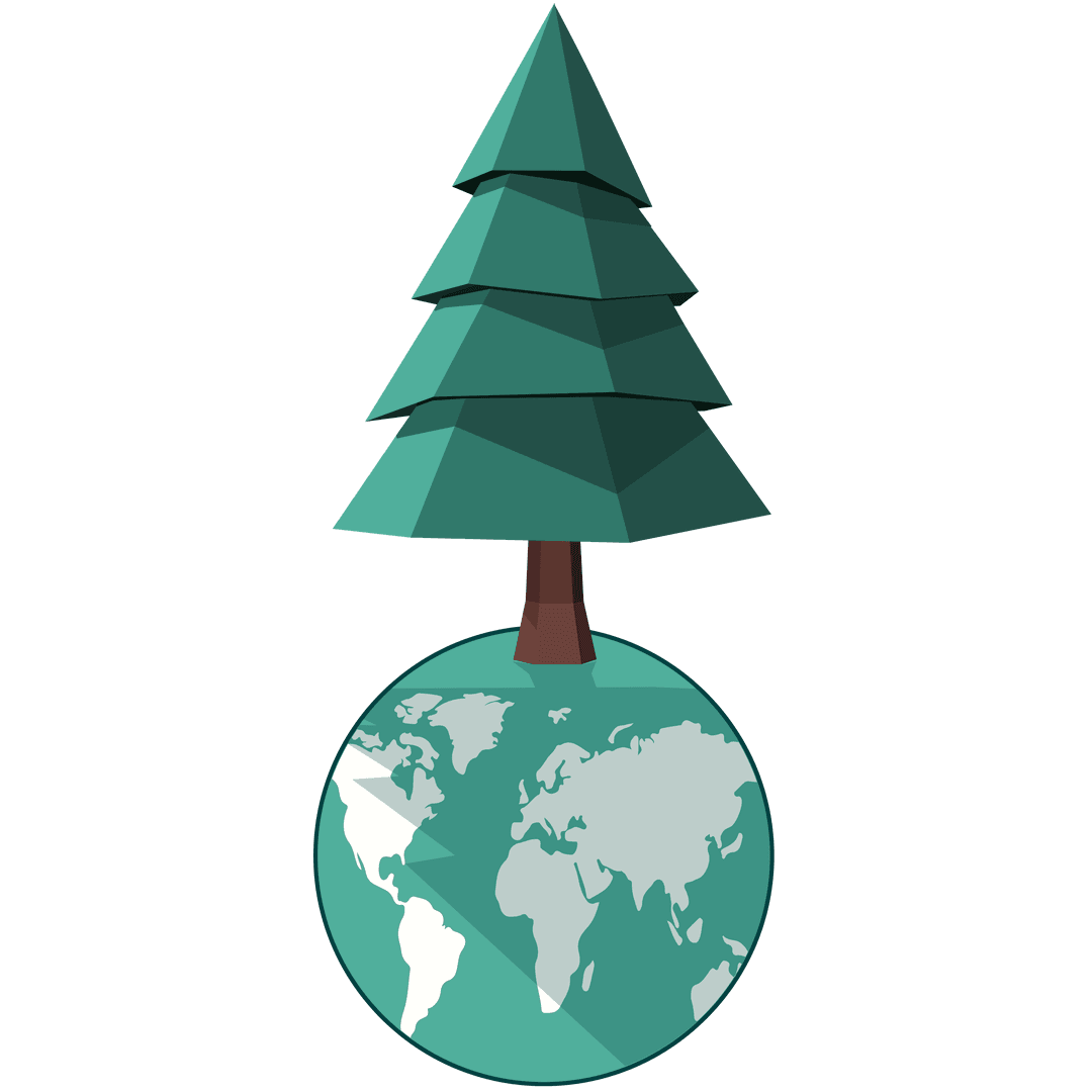 Transparent Illustration of Tree Growing on Globe Symbolizing Nature
