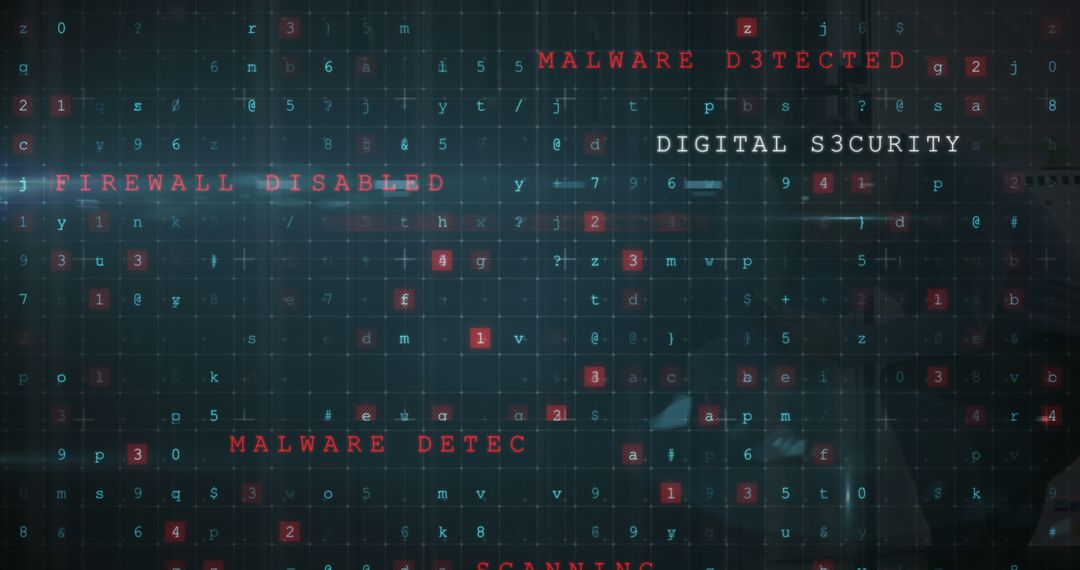 Cyber Attack Warning in Server Room Coded Overlay