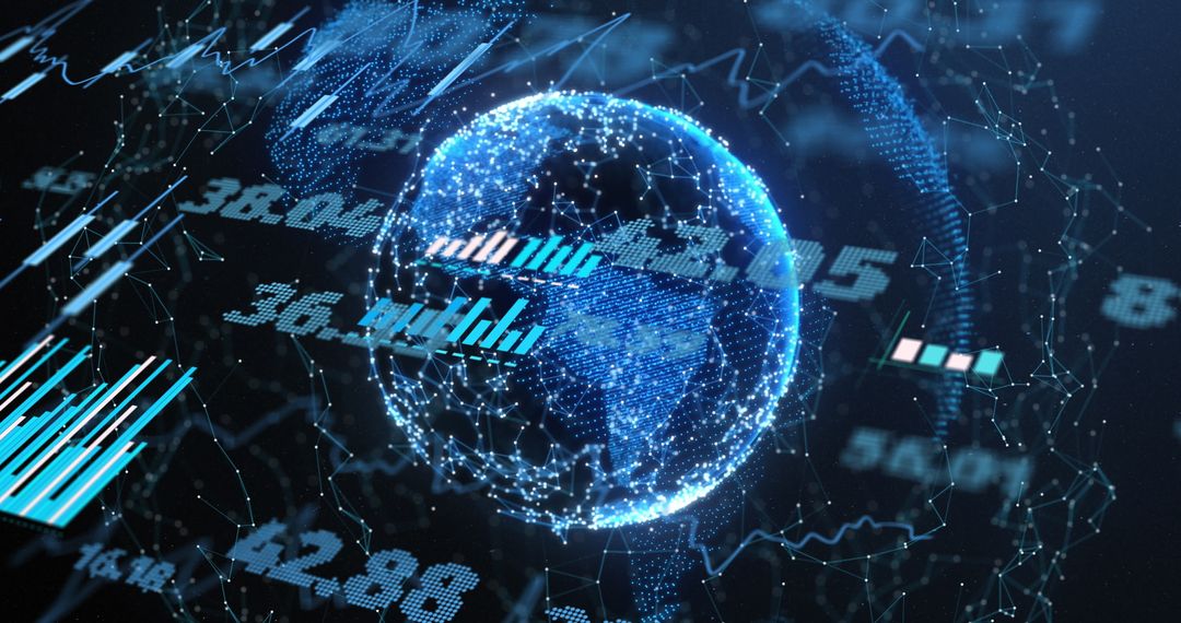 Glowing Data Streams Surrounding Global Connections Network