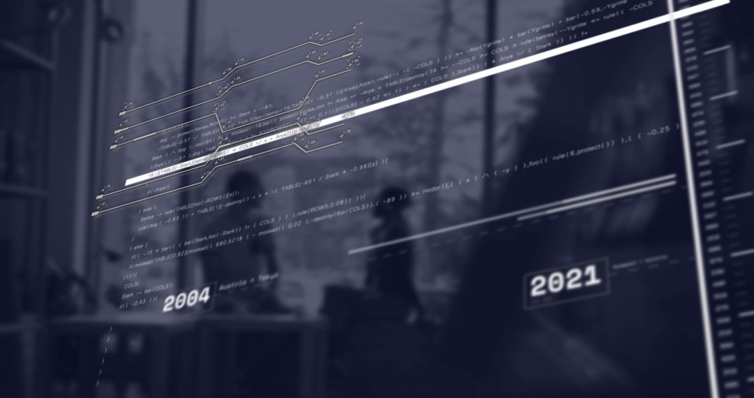 High-Tech Interface with Data Overlay in Modern Office
