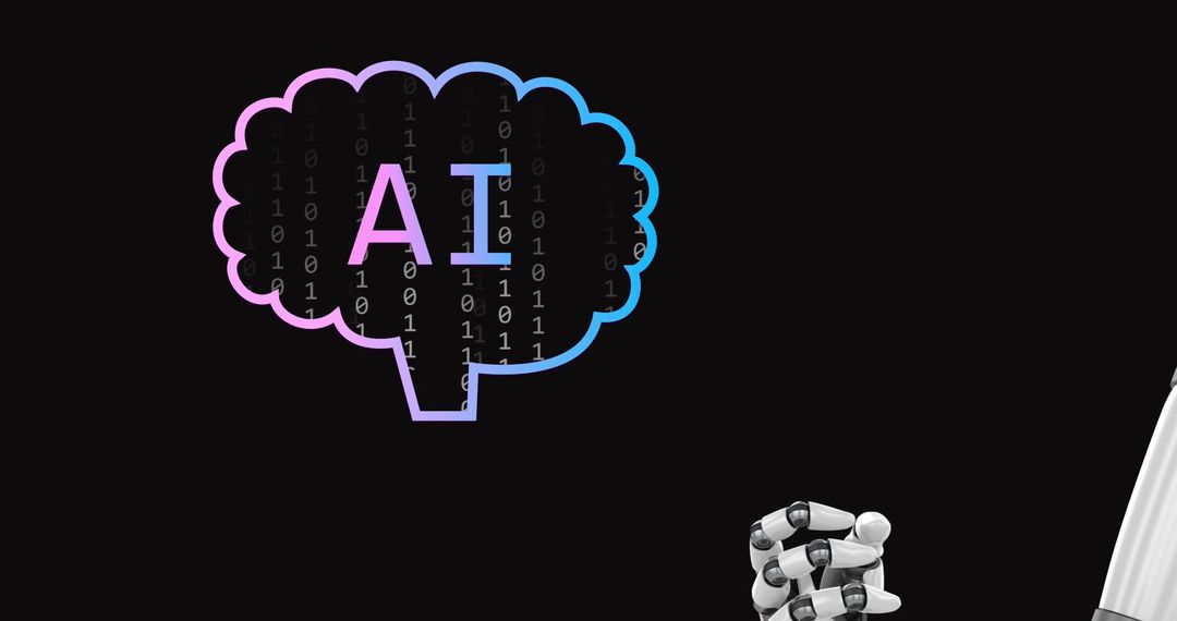 AI Brain with Robotic Hand Symbolizing Future Technology