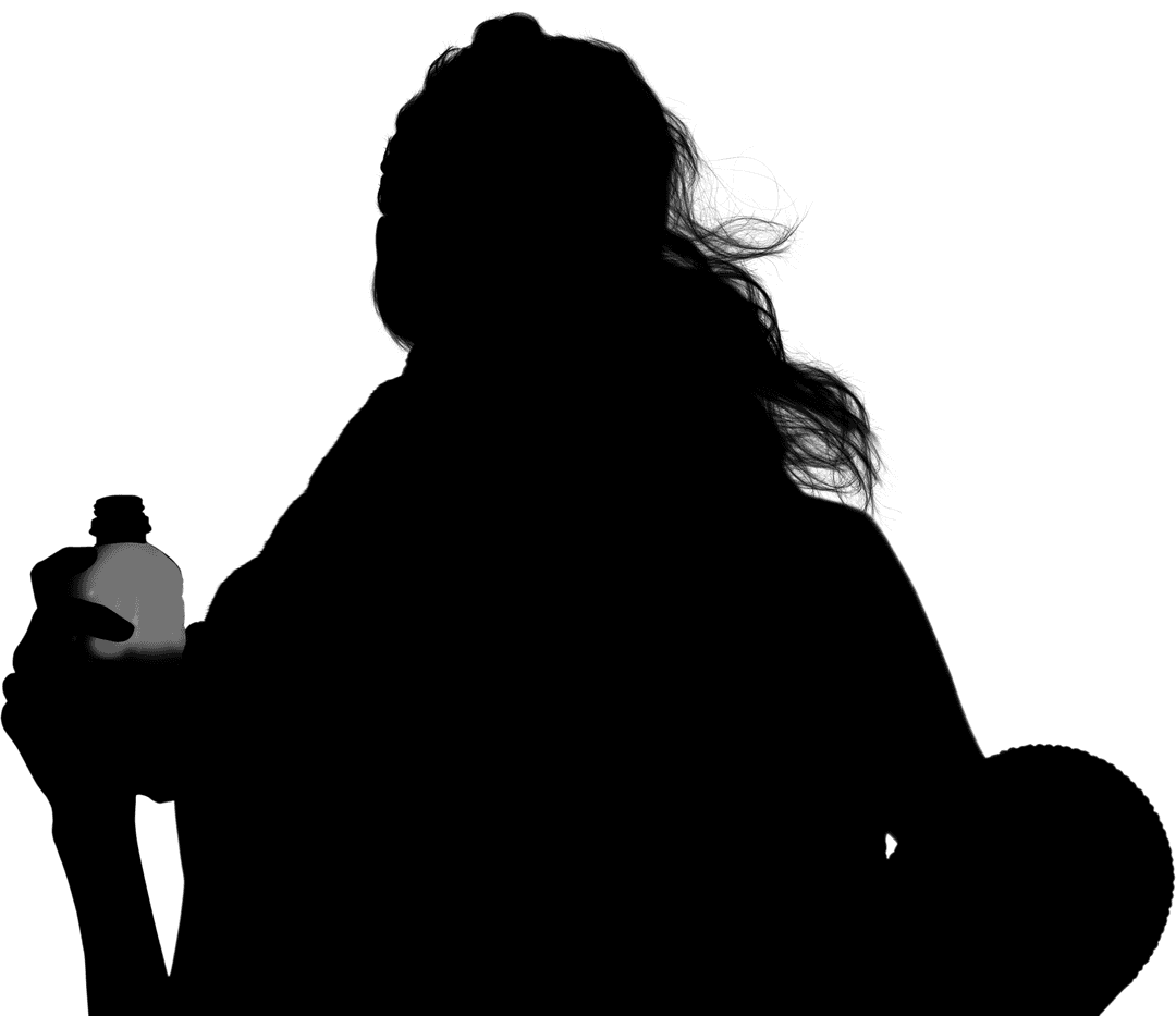 Transparent Silhouette of Woman Exercising with Water Bottle