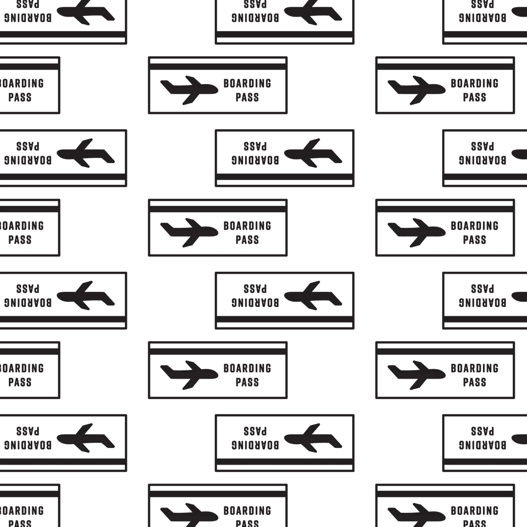 Seamless Transparent Airplane Ticket Pattern for Travel Design