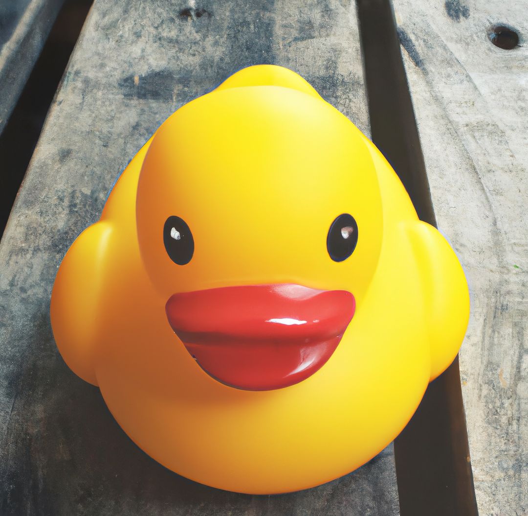 Close up of yellow rubber duck on wooden background created using generative ai technology - Free Images, Stock Photos and Pictures on Pikwizard.com