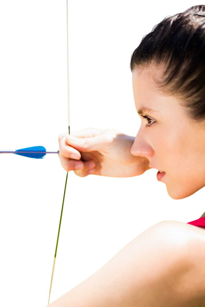 Profile of Concentrated Female Archer on Transparent Background - Download Free Stock Images Pikwizard.com