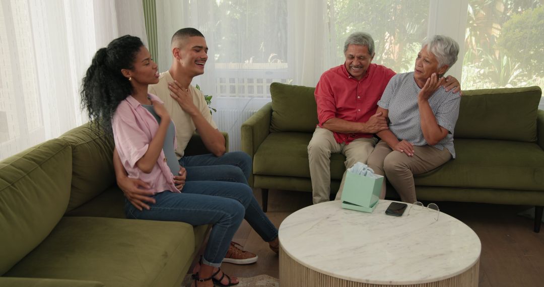 Diverse Family Sharing Joyful Conversation at Home