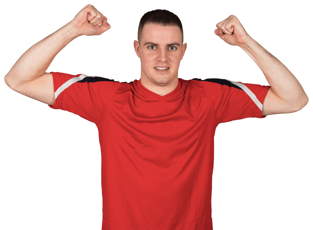Transparent Background Arm Flexing Cheerful Athlete