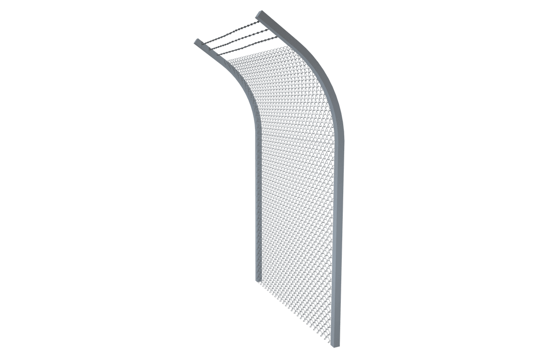 Curved Grey Fence on Transparent Background for Safety Concept