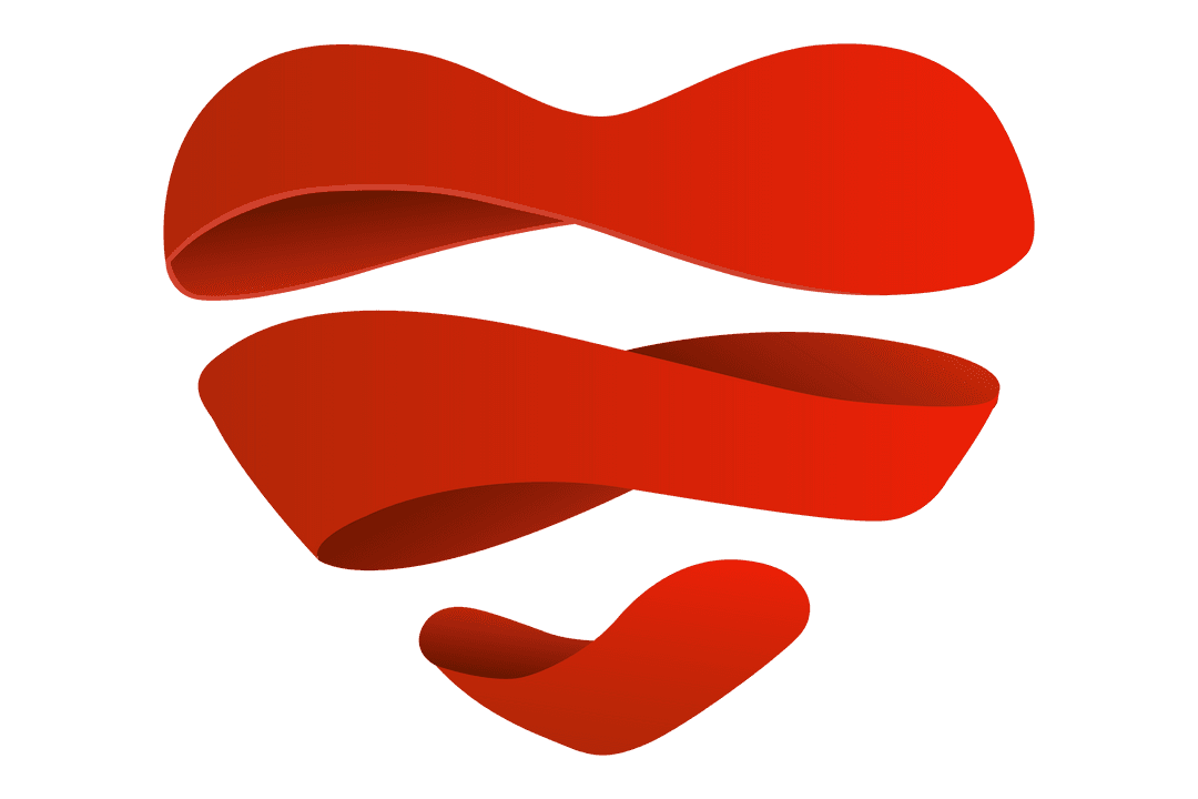 Red Geometric Heart on Transparent Background