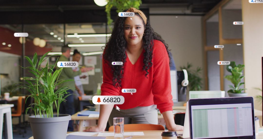 Confident Professional Analyzing Social Media Data in Modern Office