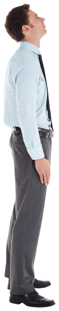 Serious Businessman Looking Up Transparent