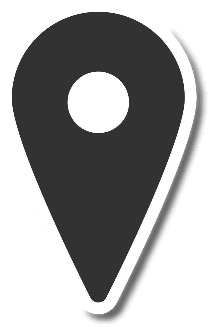 Black Pin Icon with Transparent Background for Maps and Travel