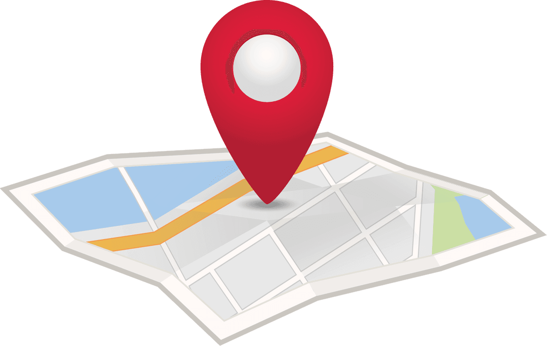 Transparent Digital Map Icon with Red Geo Locator Pin