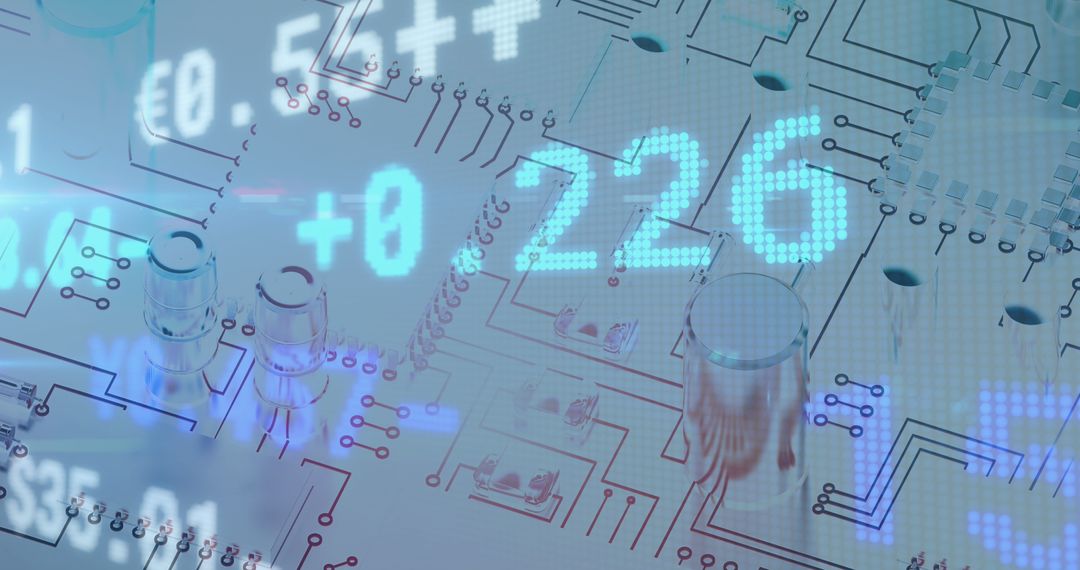 Overlay of Stock Market Data on Microchip Circuits