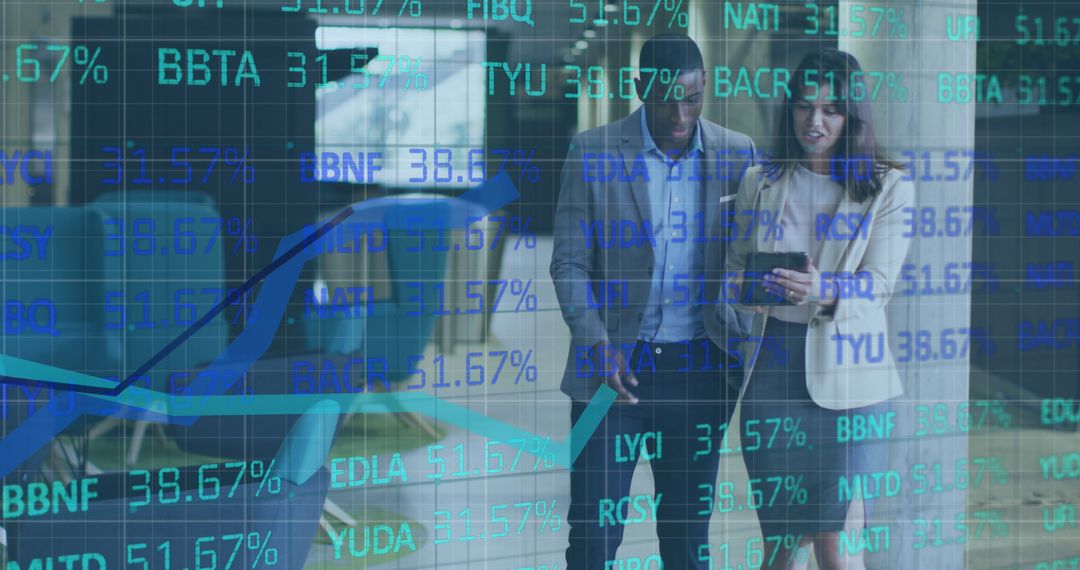 Business Colleagues Analyzing Financial Data on Tablet