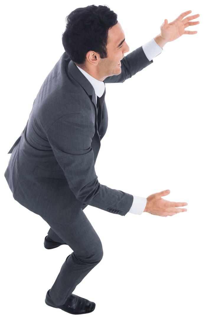Asian Businessman in Joyful Gesture Transparent Background