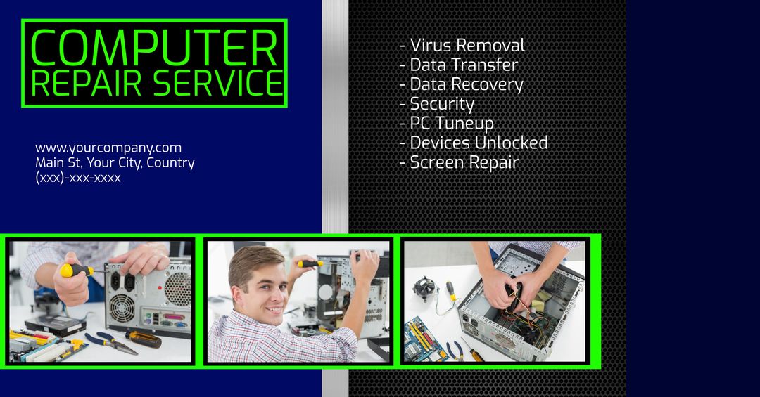 Computer Repair Service Promotion Template with Technical Expert - Download Free Stock Templates Pikwizard.com