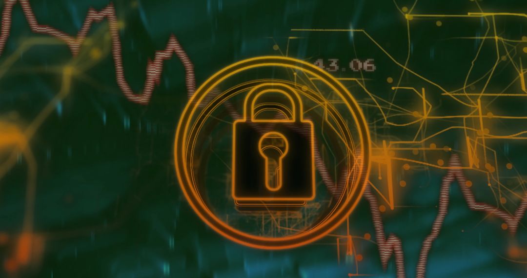 Glowing Padlock on Digital Interface Symbolizes Cybersecurity