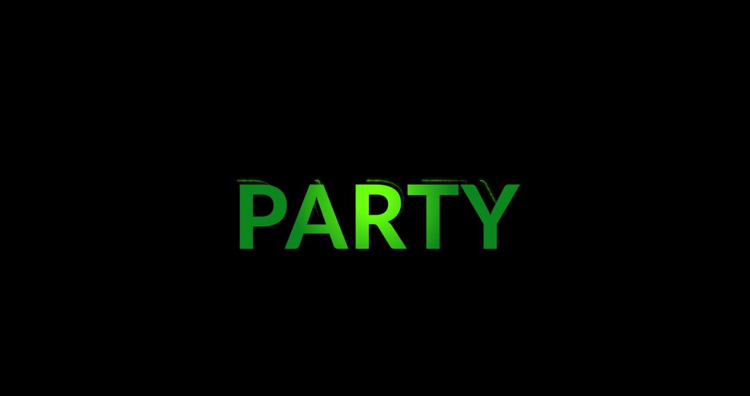 Green PARTY Text in Bold Typography on Black Background